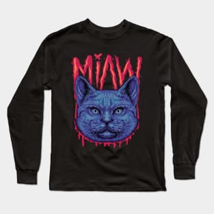 Miaw cat face Long Sleeve T-Shirt